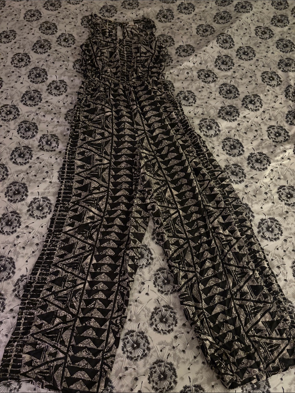 Mossimo Supply Co. Black and White Geometric Sleeveless Jumpsuit